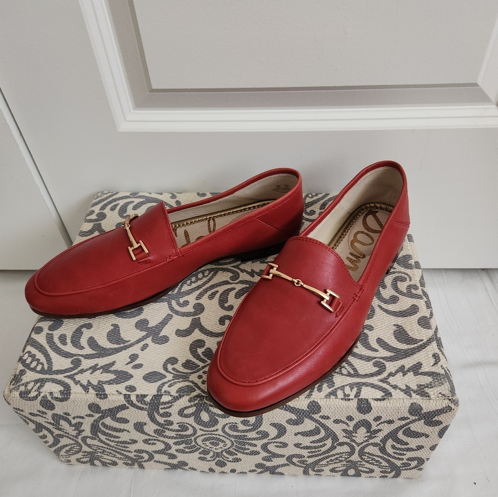 Sam Edelman Loraine Leather Loafers with Horsebit Detail (RED) BEST SELLER - Picture 2 of 4